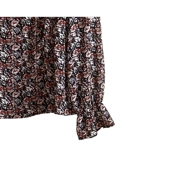 Nordstrom Women's Floral Sheer Chiffon Long Sleeve Peplum Top Layered Size Large - Picture 5 of 7